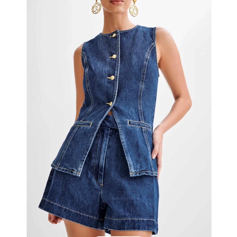 Denim Button Up Top AND Matching Shorts Set
